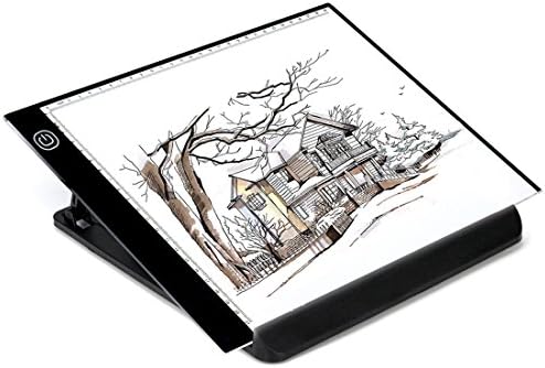 Kebo LED Light Box Tracer A4 Ultra-Thin Portable Copy Pad Adjustable LED Drawing Light Pad for Tattoo Drawing, Stencil, Sketching, X-Ray Viewing Including Scale and Holder