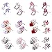 12pairs Flower Rhinestones Faux Pearl Diamond Stud Earrings Set Pack-Purple Pink Red for girl women kids