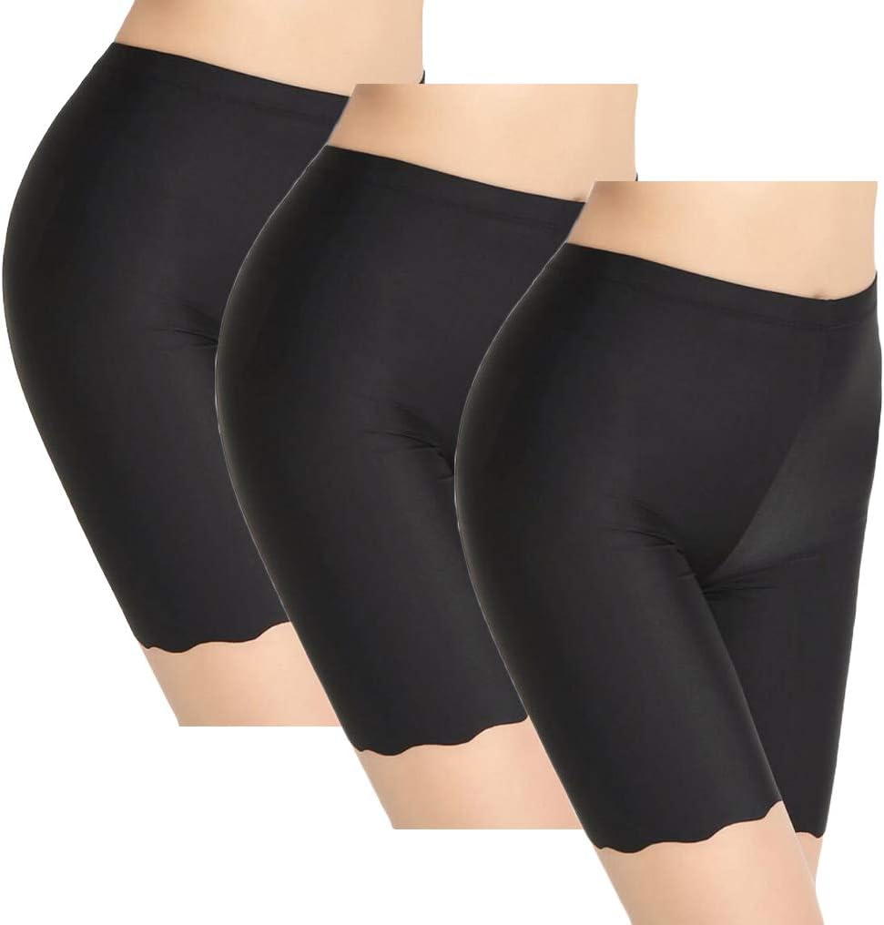 TRISTIN Womens 3 Pack Boy Shorts Anti Chafing Underwear Plus Size Long Briefs Sheer & Sexy Boxers Seamless Ladies Slipshort Panties