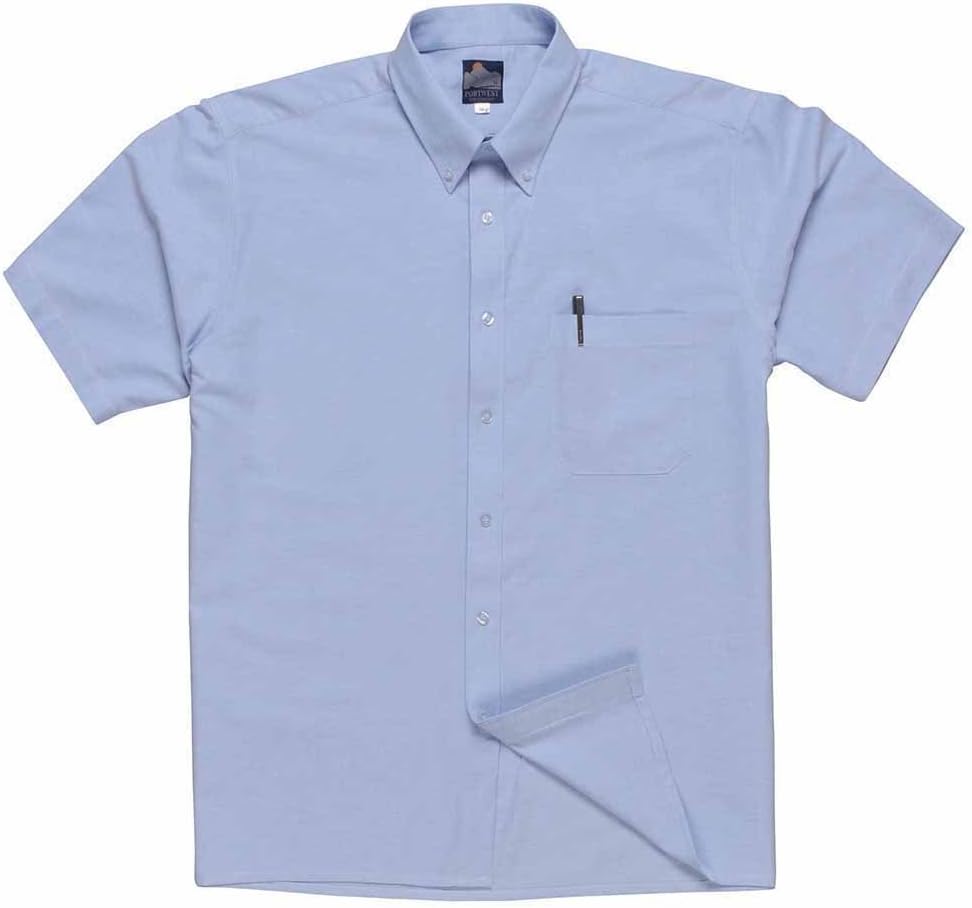 Portwest Oxford Shirt, Short Sleeves, Size: 165, Colour: Blue, S108BLU165, Size 165