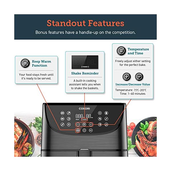 COSORI-Air-Fryer-Oven-with-Rapid-Air-Circulation-100-Recipes-Cookbook-35L-Air-Fryers-for-Home-Use-with-One-Touch-Digital-Screen-11-Cooking-Presets-Nonstick-BasketShake-Remind-1500W COSORI Air Fryer Oven with Rapid Air Circulation, 100 Recipes Cookbook, 3.5L Air Fryers for Home Use with One-Touch…