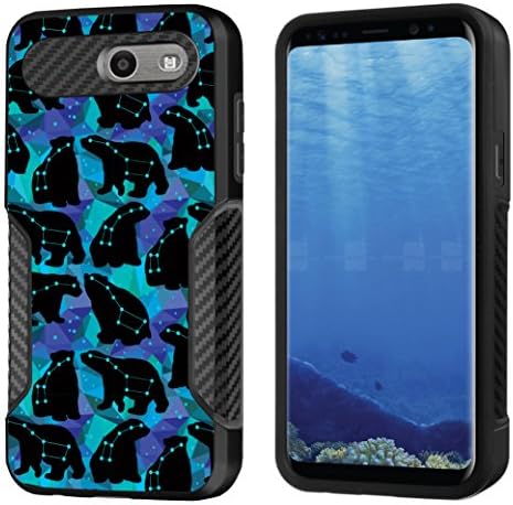 Galaxy J327 Case, CASECREATOR[TM] For Galaxy J3 Emerge/ J3 Prime/ J3 Eclipse/ J3 Mission/ J3 Luna Pro/ Amp Prime 2/ Express Prime 2/ J3 (2017) J327~2HYC HYBRID Case Black Black-Astronomy Bear