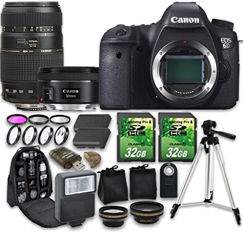 Canon EOS 6D Camera Bundle with Canon EF 50mm f/1.8 STM Lens + Tamron AF 70-300mm f/4-5.6 Macro Autofocus Lens