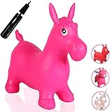 Runyuan Inflatable Jumping Pink Horse for Kids Ride-on Bouncy Animal Including Pump-Space Hopper Birthday Party Toy-Best Gift