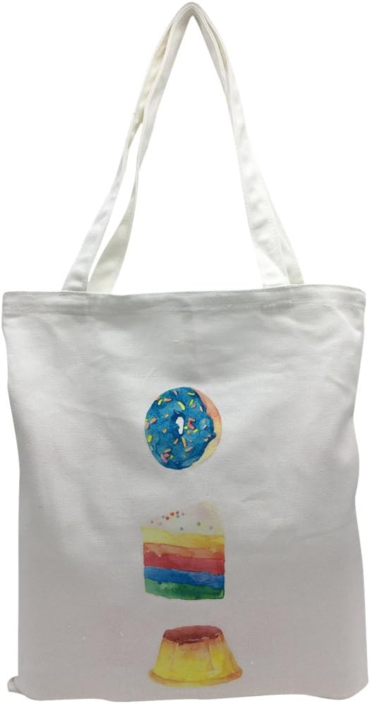Mziart Novelty Food Print Cotton Canvas Shoulder Tote Bag Travel Beach Bag Resuable Grocery Shopping Bag