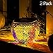 Solar Decoration Table Light- Solar Mosaic Glass Table Lights Waterproof Multi-Color Night Lights Table Lamps Garden Christmas Decorative Lighting (2 Pack)