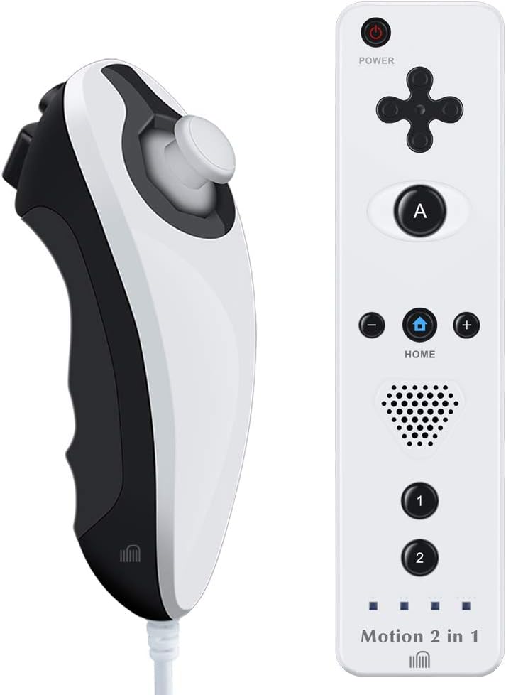 GN-010RNB Unique design Built-in Motion Plus Wireless Remote and Nunchuck Controller with Silicone Case & Wrist Strap for Nintendo Wii and Wii U (Design-B White) - Image 3