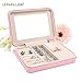 LE PAPILLION JEWELRY Jewelry Box Faux Leather Travel Jewelry Box Organizer | Elegant Outlook Display Storage Case with Large Mirror | Jewelry Box Gift for Women, Great Gift Idea(Pink)