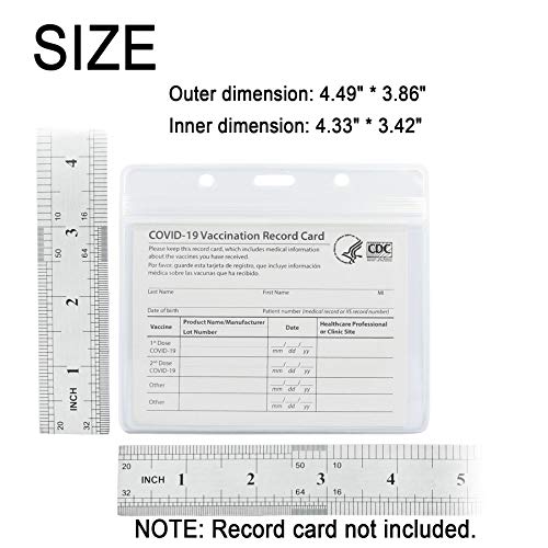 3 Pack CDC Vaccination Card Protector 4X3 in Immunization Record Vaccine Card Holder Horizontal Badge I\'d Name Tags Clear PVC Sleeve Waterproof Type Resealable Zip w 3 Lanyard Slots for Events Travel