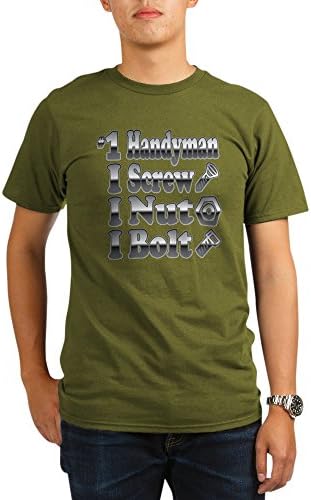 Royal Lion Organic Men's T-Shirt Dark Number 1 Handyman I Screw Nut Bolt - Olive, Medium