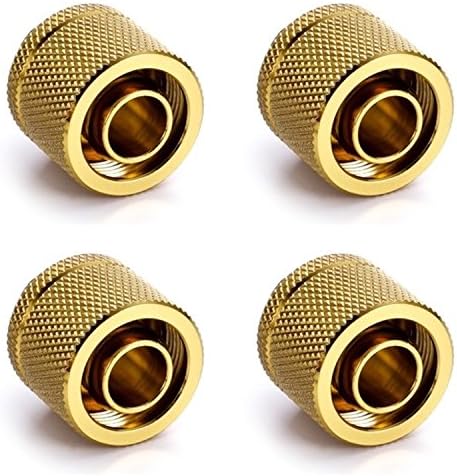 Enzotech G1/4" to 3/8" ID, 5/8" OD Compression Fitting for Soft Tubing, Gold, 4-Pack