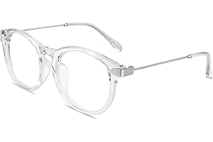 GQUEEN Fashion Fake Glasses Non Prescription Glasses Transparent Clear, Oval Round Horn Rimmed Keyhole Metal Temple UV400, 20