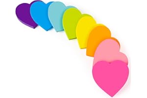 TKTB Heart Sticky Notes 3x3 in, 8 Pads, Super Cute Bright Color Strong Adhesive Post, Clean Removal, 82 Sheets/pad