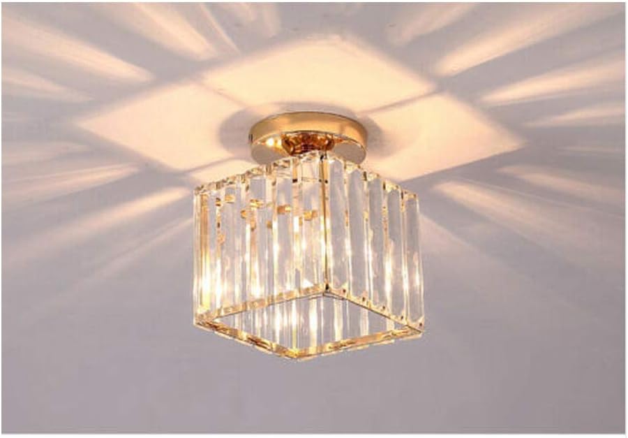 Design Genuine Crystal Hallway Flush Ceiling Light Chandelier Free E27