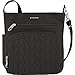 Travelon Anti-Theft Quilted North South Bag - Medium Nylon Crossbody for Travel & Everyday - (Black/Dark Emerald Interior)