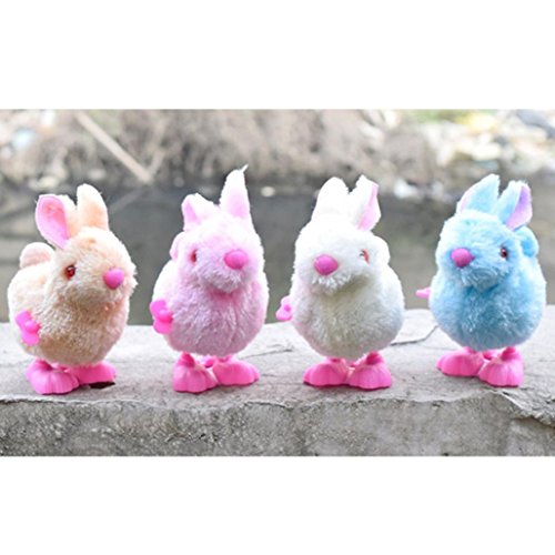 Leewa Gift ! Pluh Bunny Toys Infant Child Stuffed Toys Hopping Wind Up Collect Easter Gift (9x6x7CM, Rabbit Toy-Random Color)
