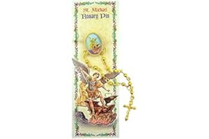 WJH Gold Toned Base Archangel Saint Icon Michael Medal Lapel Pin, 4 Inch