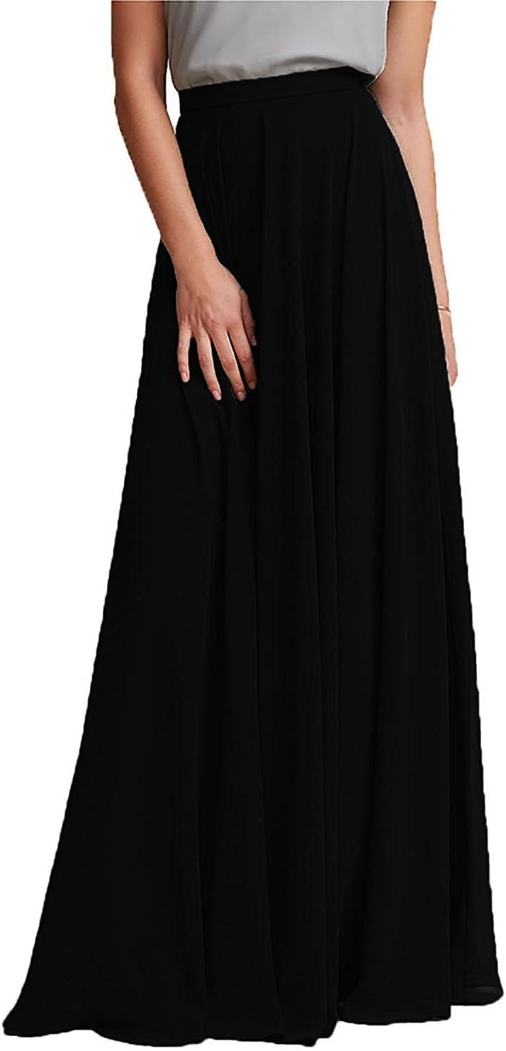 Omelas Women Long Floor Length High Waist Skirt Maxi Bridesmaid Party Dress