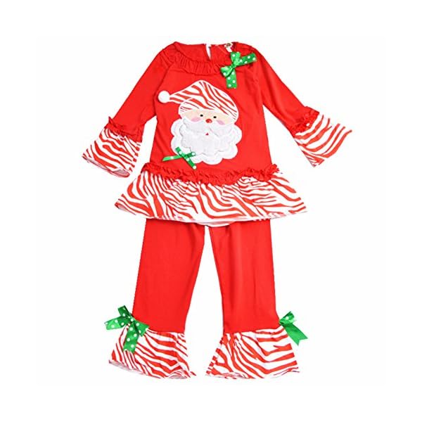 MMBeauty Girls 2pcs Long Pajamas Sleepwear Set Christmas Homewear Red - Image 3