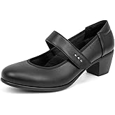 VJH confort Women's Mary Jane Pumps Low Block Chunky Heel Round Toe Dress Work Comfortable Shoes