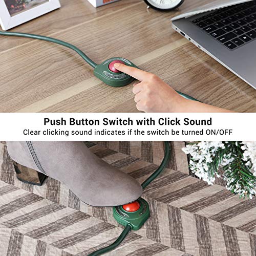 DEWENWILS 12 FT Foot Switch Extension Cord, 3 Grounded Outlets, 16/3C