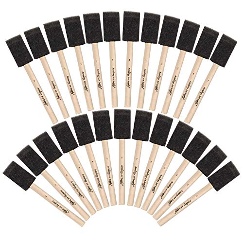 Academy Art Supply - 25 Piece Value Pack of 1 Inch Wide Foam / Sponge Paint Brushes