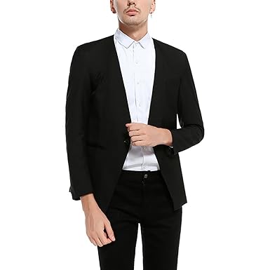Amazon メンズ 春 純色 スーツジャケット 一つボタン スリム