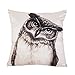 LAZAMYASA Animal Fashion Abstract Pug Dog Cushion Cover Case Pillow Custom Zippered Square Pillowcase 18x18 (one Side),Owl