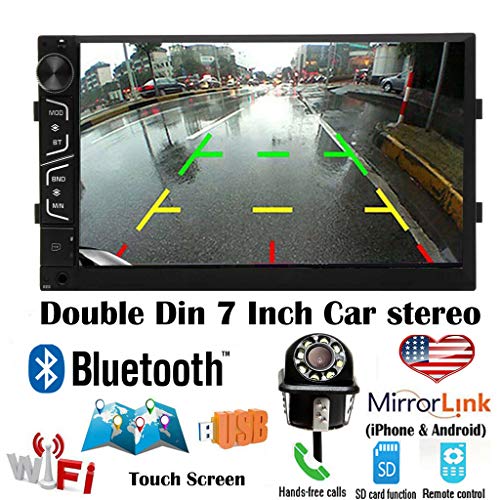 Double Din Android Car Stereo 7 Inch Touch Screen Car Radio with Backup Camera for Chevrolet Silverado 1500 2500 3500 Support Mirror Link (IOS and Android) Bluetooth WiFi Steering Wheel Control GPS