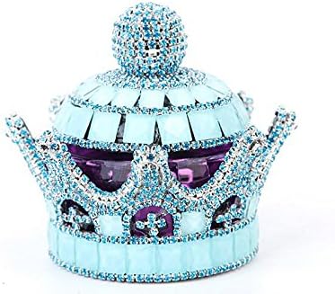 uzoho Luxury Bling Crystal Crown Car Perfume Fragrance Bottle Seat Ornament Home Office Air Freshener Home Decor (Light Blue)