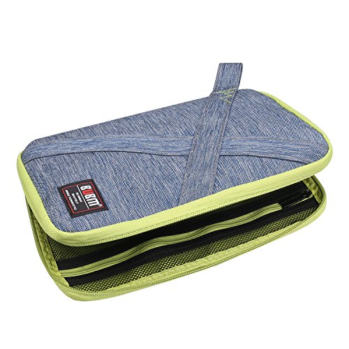 BUBM Universal Electronics Accessories Carry Case/Portable Travel Organizer Bag for USB Cable, SD Card, Hard Drive, Power Bank and More, Multi-Functional Storage Bag with Handle (Large, Blue)