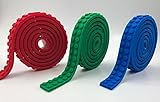 Lego Tape for Building, Building Blocks and Construction Toys, Legolini Tape 3-roll pack, Red-Blue-Green