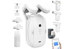OUGETHER Smart Automatic Curtain Opener - Remote Control with App/Timer/Voice,Upgraded High-Performance Motor, Automatic Light Sensor, Add Gateways, For Google Alexa,No Remote (for Roman rod/T/U track 3in1)