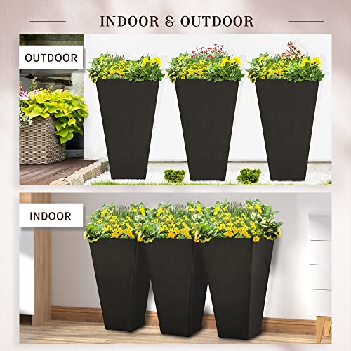 Outsunny 28" Tall Plastic Planters, 3Pack, Large Taper Outdoor