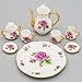 Odoria 1:6 Miniature 8PCS Porcelain Tea Cup Set Purple Chintz with Gold Trim Dollhouse Kitchen Accessories