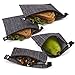 Nordic By Nature 4 Pack - Reusable Sandwich Bags Dishwasher Safe BPA Free - Durable Washable Quick Dry Cloth Baggies -Reusable Snack Bags For Kids School Lunches - Easy Open Zipper- (Black Denim)