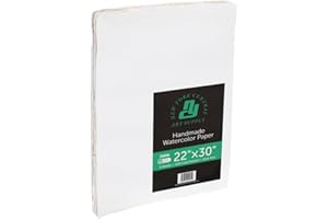 New York Central Handmade Watercolor Paper - 300lb, 22"X30" - 5 Packs of 5, 25 Total Sheets, Acid-Free 100% Cotton Rag, Cold 
