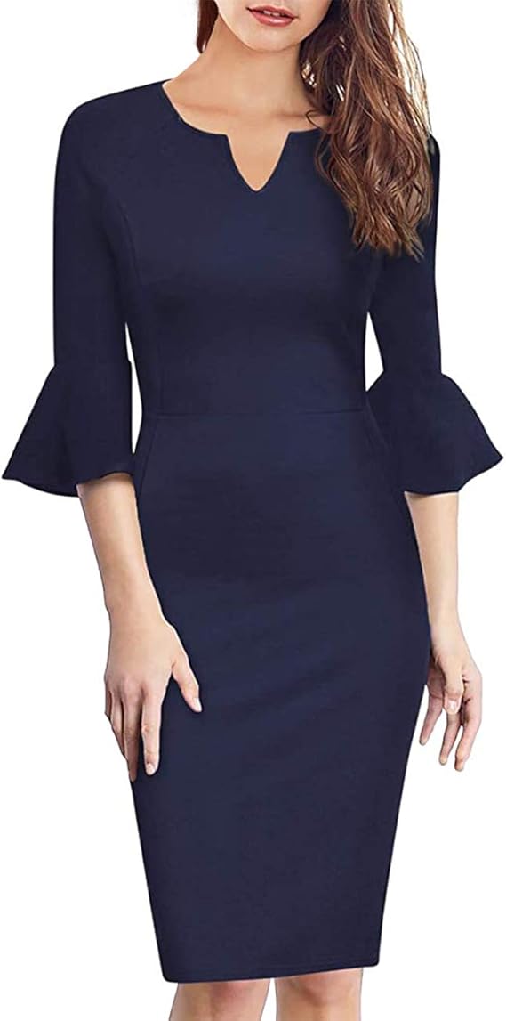 Amazon パーティドレス レディース ワンピース フォーマル キャバ ドレス エレガント 通勤 結婚式 普段着 ボディコン Vネック 薄手 ひざ丈 制服 二次会 イブニングドレス パーティードレス 通販