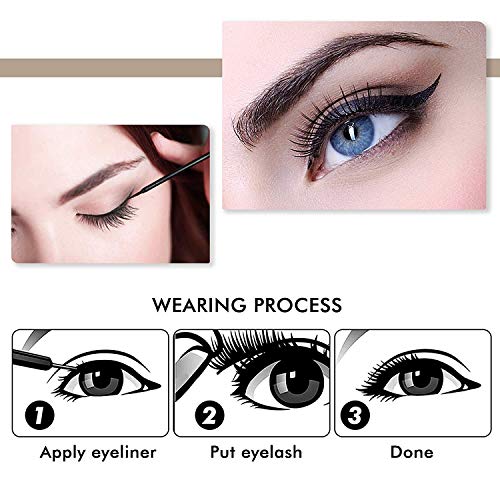 Magnetic Eyelashes, Magnetic Eyeliner and Lashes Kit Natural 5D Silk Magnet Eyelash For Full Eye No Glue Reusable And Handmade Soft Magnet False Eyelashes With Applicator By ZEKEE[3 Pairs] - Thumbnail 4