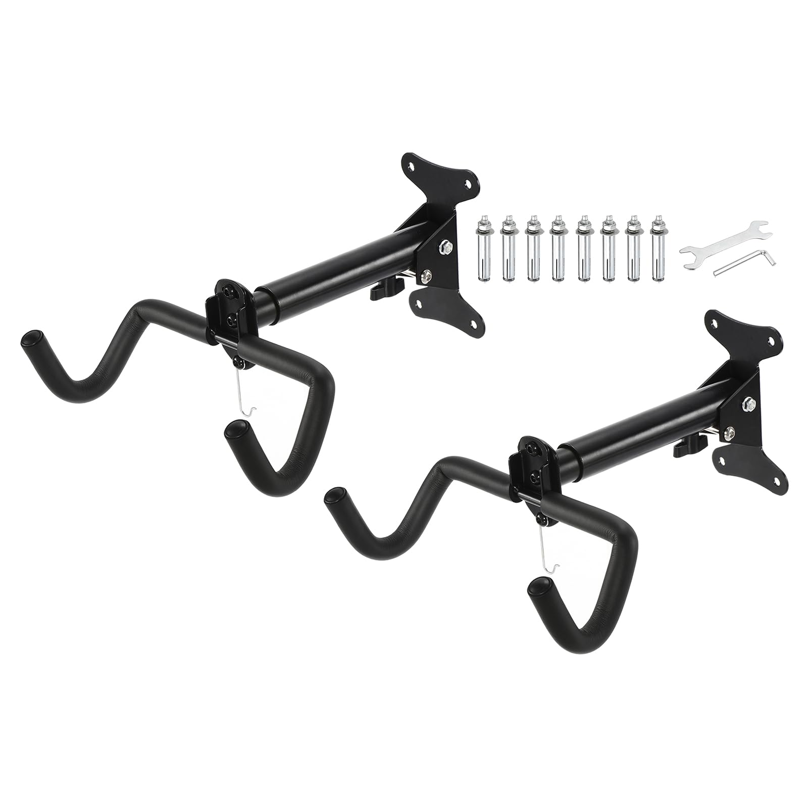 PATIKIL 2 Pack Bike Wall Mount for Garage, Wall Bike Hanger Adjustable Horizontal Bike Storage Foldable Bicycle Storage Hook for Garage Wall, Black