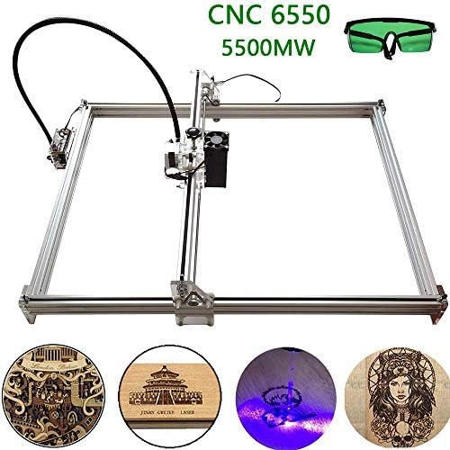 5500mw Laser Engraver, Missicee 6550 Desktop USB Laser Engraving Machine, Adjustable Laser Power Cutting Machine, Engraving Area 650mm * 500mm, 0.1mm Accuracy with Protective Glasses