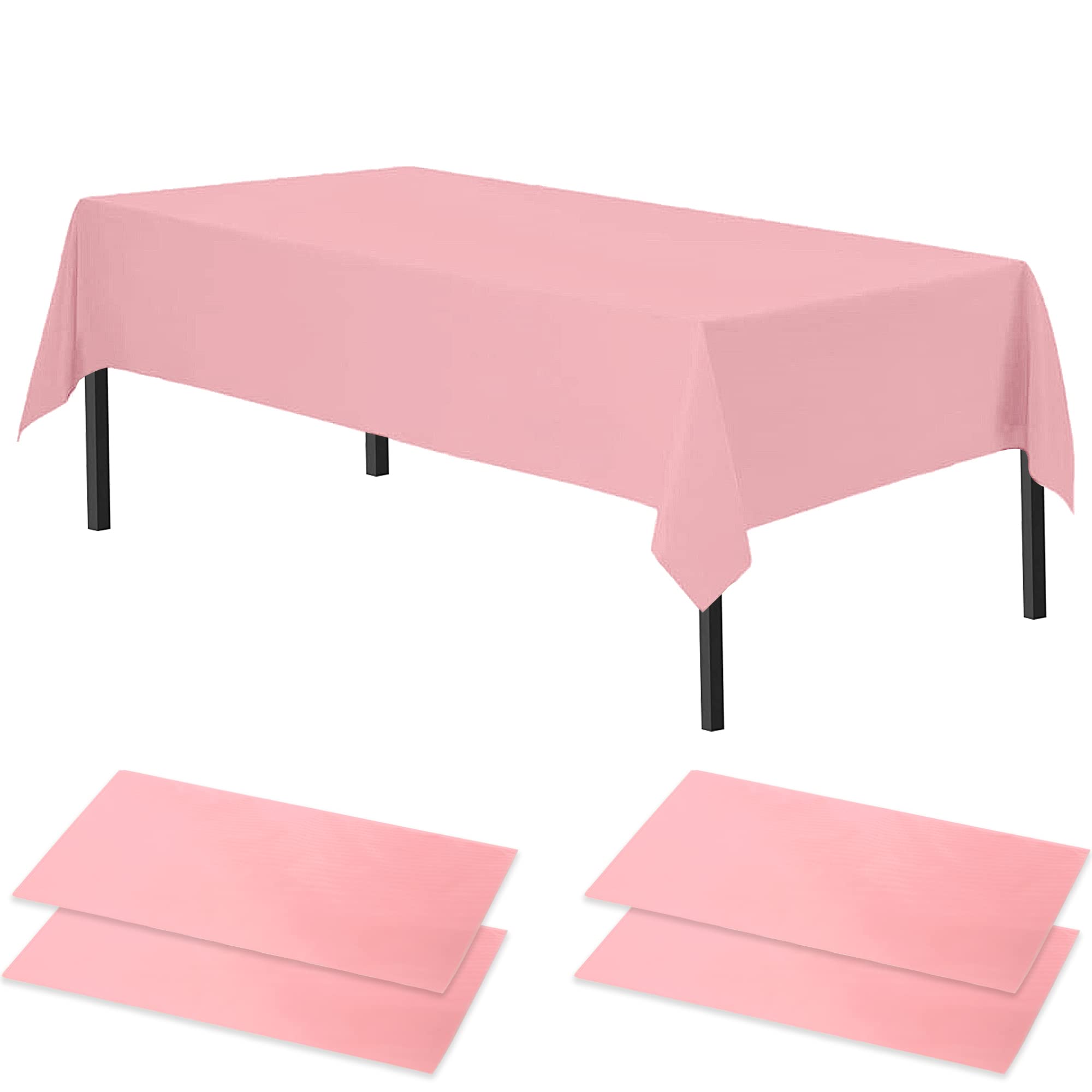 Time to Sparkle 2 Pack Plastic Tablecloths 54" x 108" Plastic Dining Table Cloth Premium Rectangle Table Cover for Parties Wedding Banquet etc Indoor Or Outdoor Baby Pink — image 1