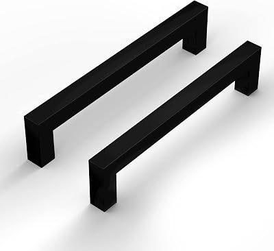 Goldenwarm 5 Pack Black Wardrobe Handles 128mm Hole Centers 140mm Length