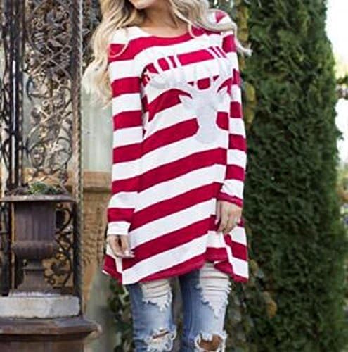 koobea Dress for Women Casual Christmas Party Long Sleeve Stripes Dresses from