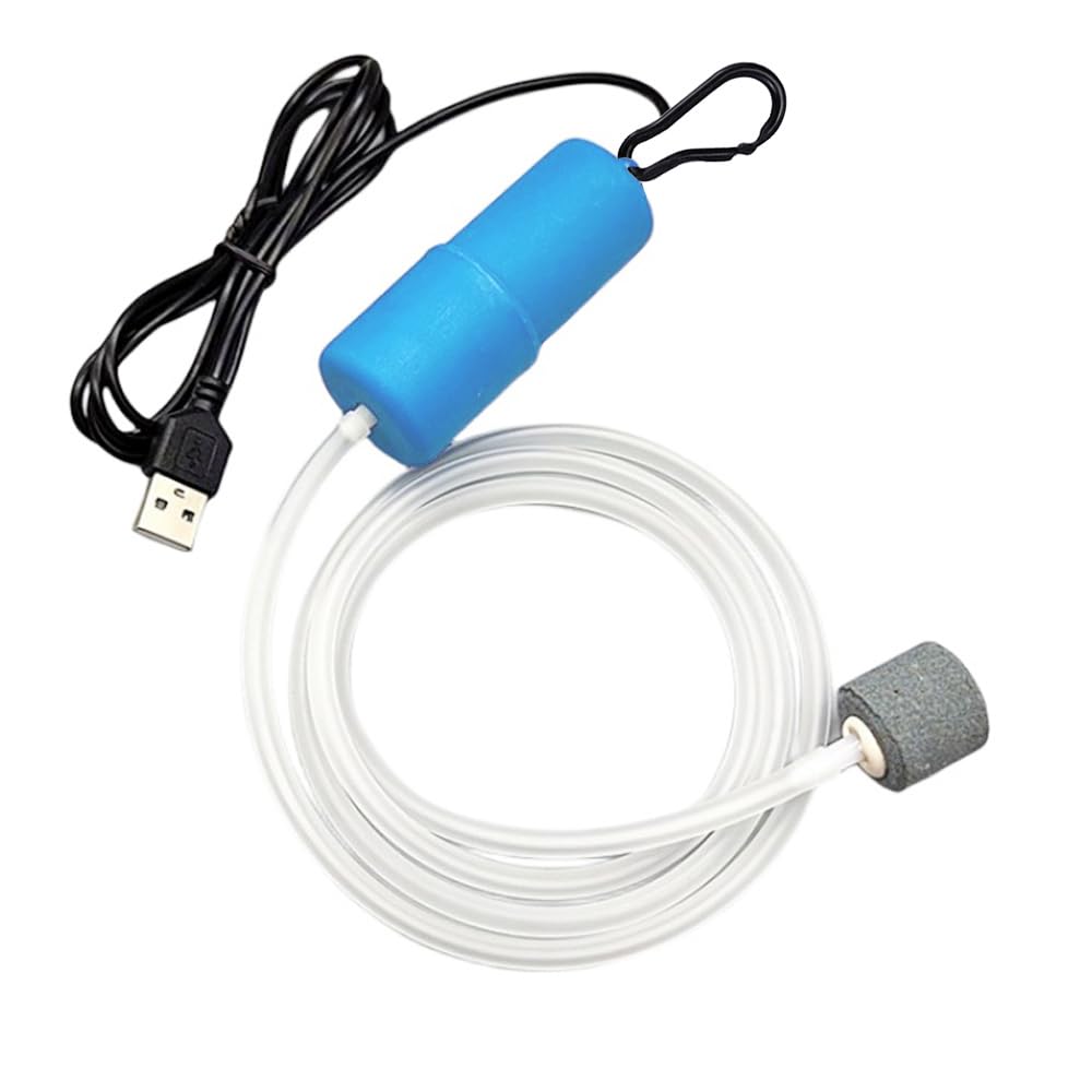 ENJOY-UNIQUE Aquarium Air Pump, Mini USB Fish Tank Pump, Portable Energy Saving Oxygen Bubbler Aerator with Air Stone for Small Aquariums, Outdoor Fishing, 1 PCS