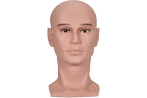 MIAOMANZI Mannequin Head Stand Professional Training Bald Head Wig Glasses Helmet Mask Earphone Display Hat Display Wig Training Head Model (L30T-202)