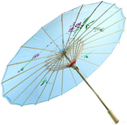 Chunlin Chinese Japanese Oil Painting Umbrella Art Deco Painted Parasol For Wedding Dance Party Ornaments (Blue)