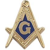 Square & Compass Masonic Lapel Pin - [Blue & Gold][1'' Tall]