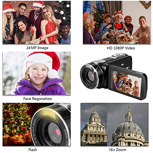 Video Cameras Camcorders for YouTube Videos,Digital Video Camcorder Cameras FHD 1080P with Remote Control/IR Night Vision/Support Tripod/Rotation Screen/TV Video Output
