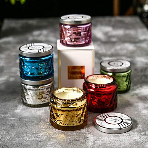 Reabeam Essential Oils Scent Smokeless Incense Scented Candles in Glass, Highly Scented & Long Lasting Aromatherapy Frosted Glass Jar Candles for Home (Golden,1)